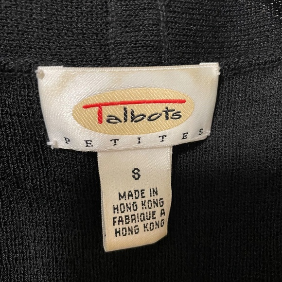 Talbots Vintage Black Open Front Knit Cardigan Sweater Small Classic Minimalist - Picture 11 of 11